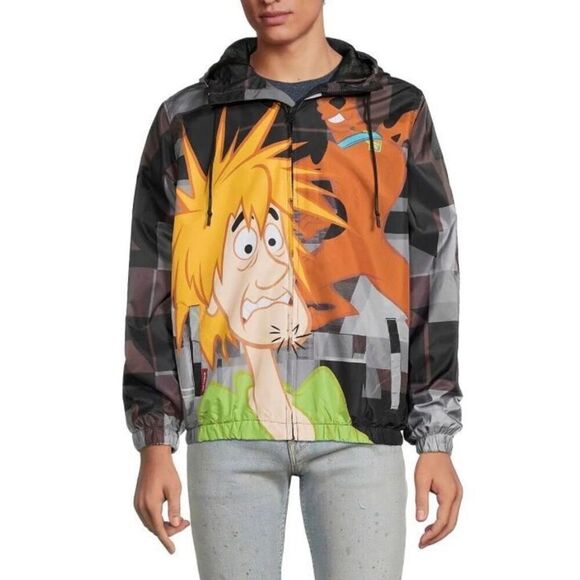 MEMBERS ONLY -M Sz M - NWT Scooby Doo & Shaggy Full-Zip Hooded Windbreaker/Black - Picture 2 of 16